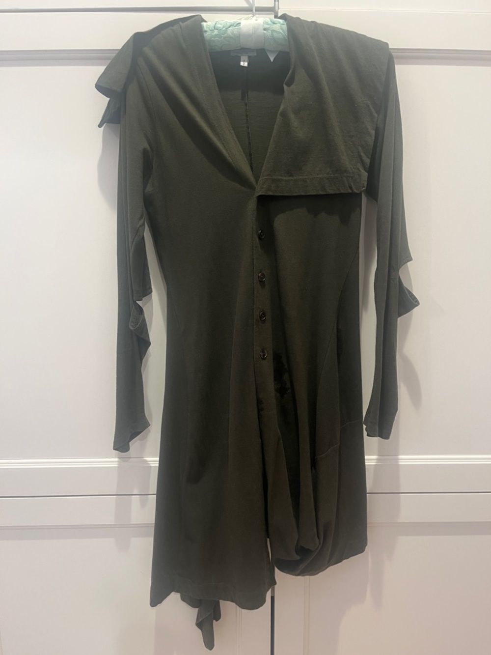 Morgan le fey Olive Green Button-Front Women’s Longline Cardigan. Size S